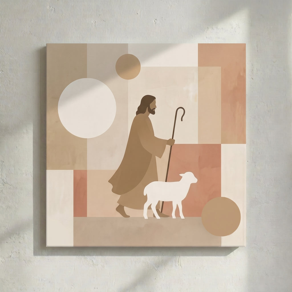Jesus Shepherd Minimalist Painting