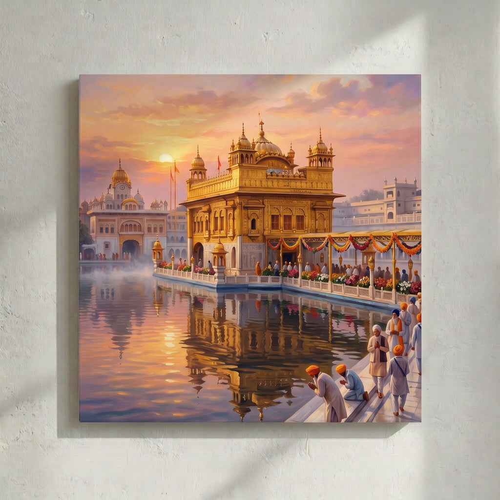 Golden Temple Sunset Amritsar Sarovar Painting