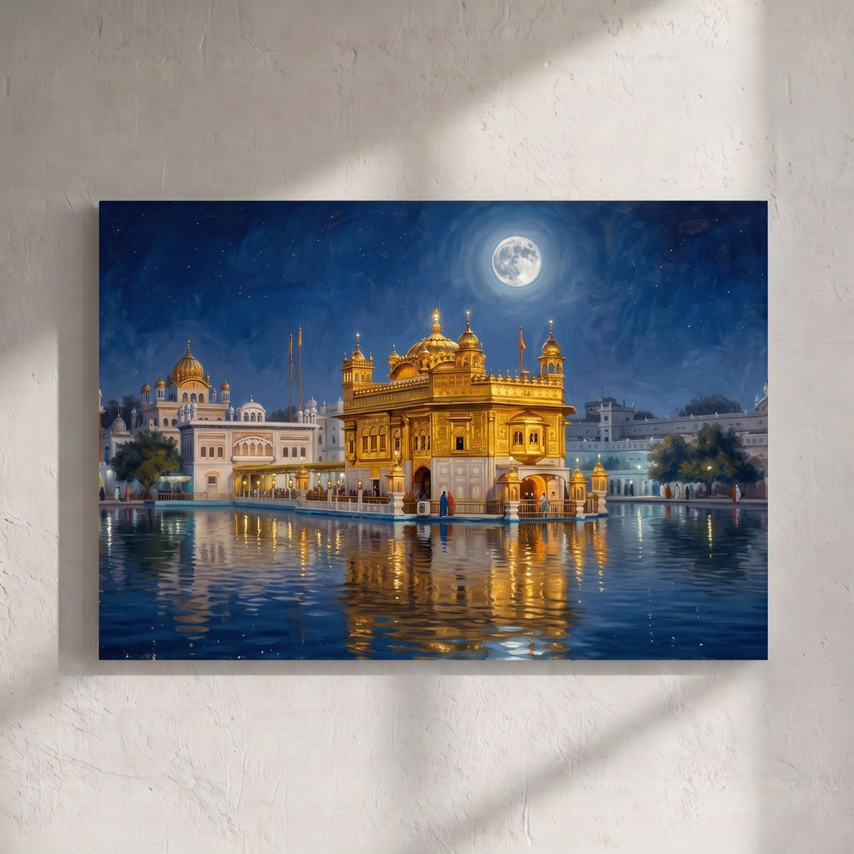 Golden Temple Night Full Moon Amritsar Painting