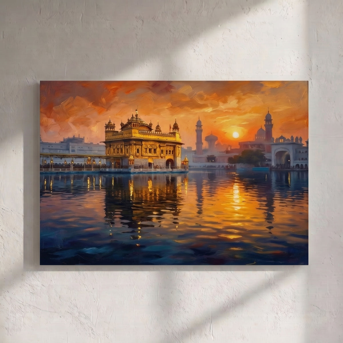 Golden Temple Sunset Painting