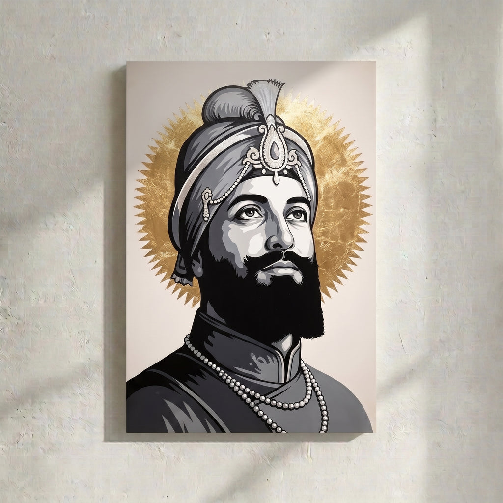 Sikh Guru Portrait Gold Halo Pop Painting
