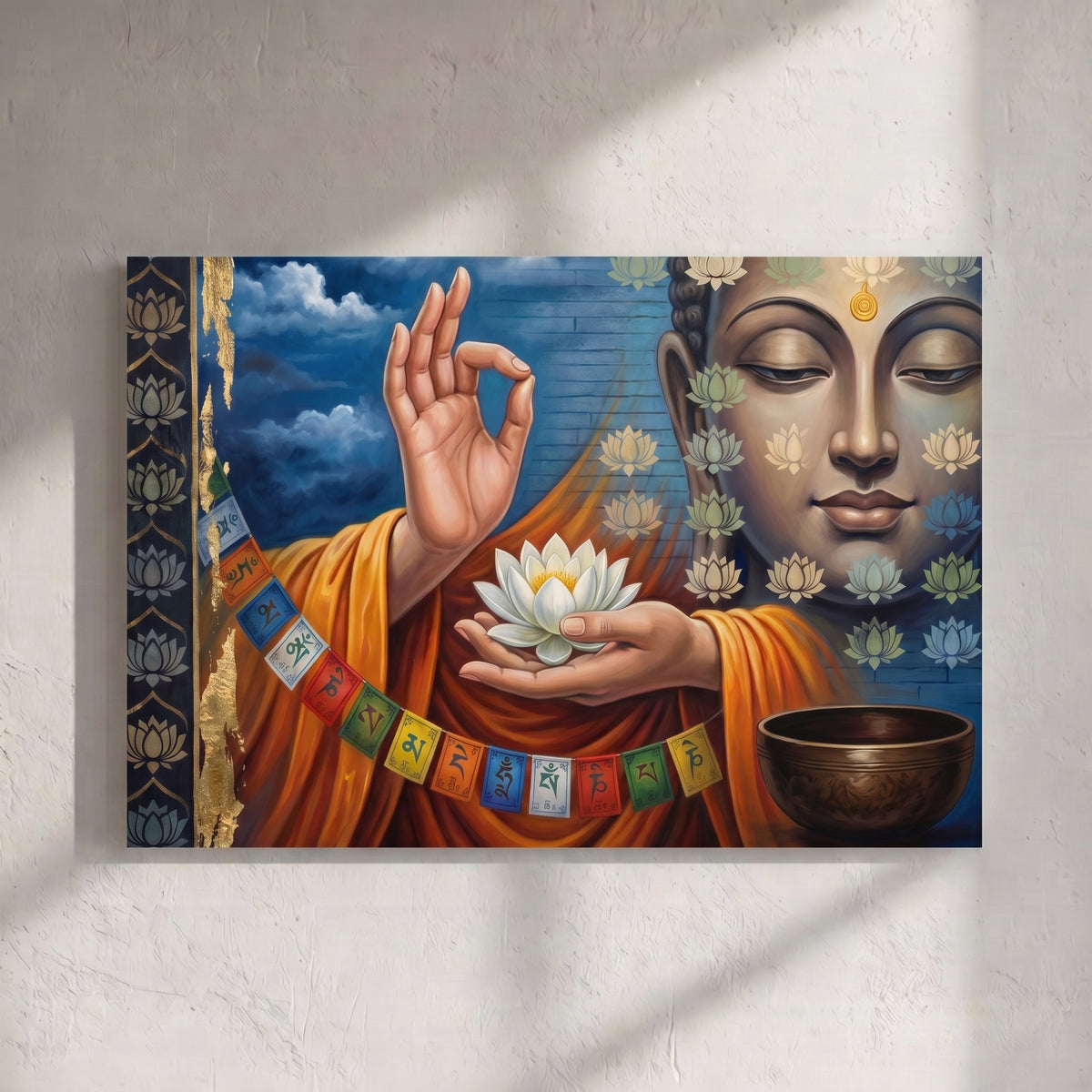 Buddha Mudra Lotus Painting