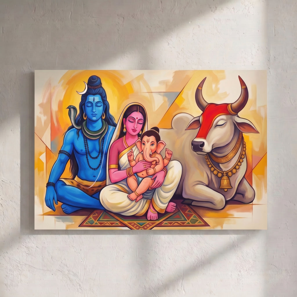 Shiva Parvati Ganesha Family Painting