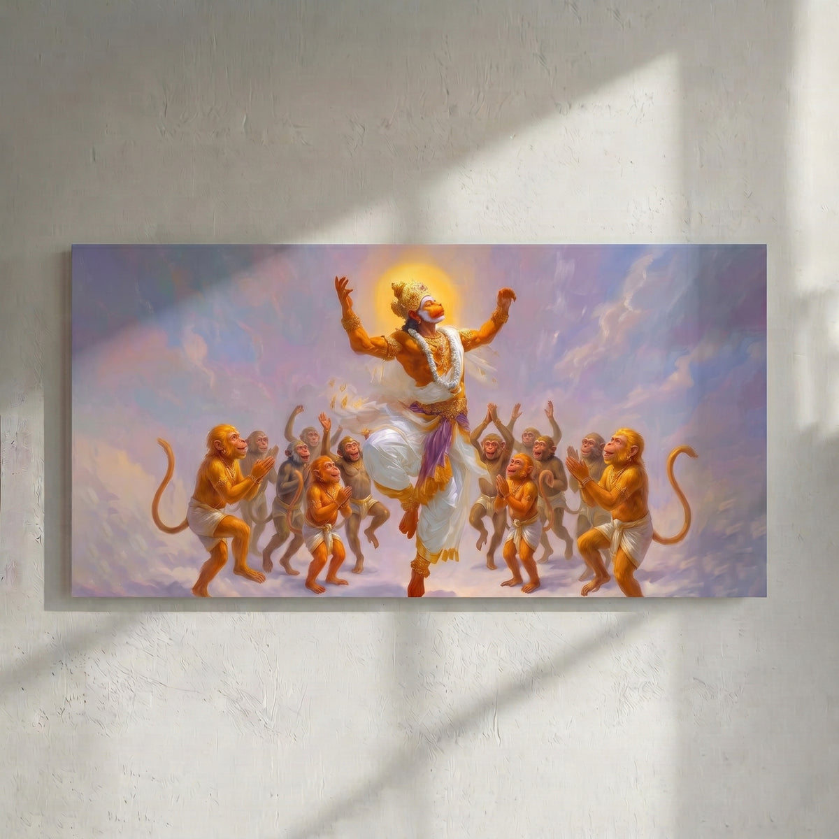 Hanuman Flying with Monkey Army Painting