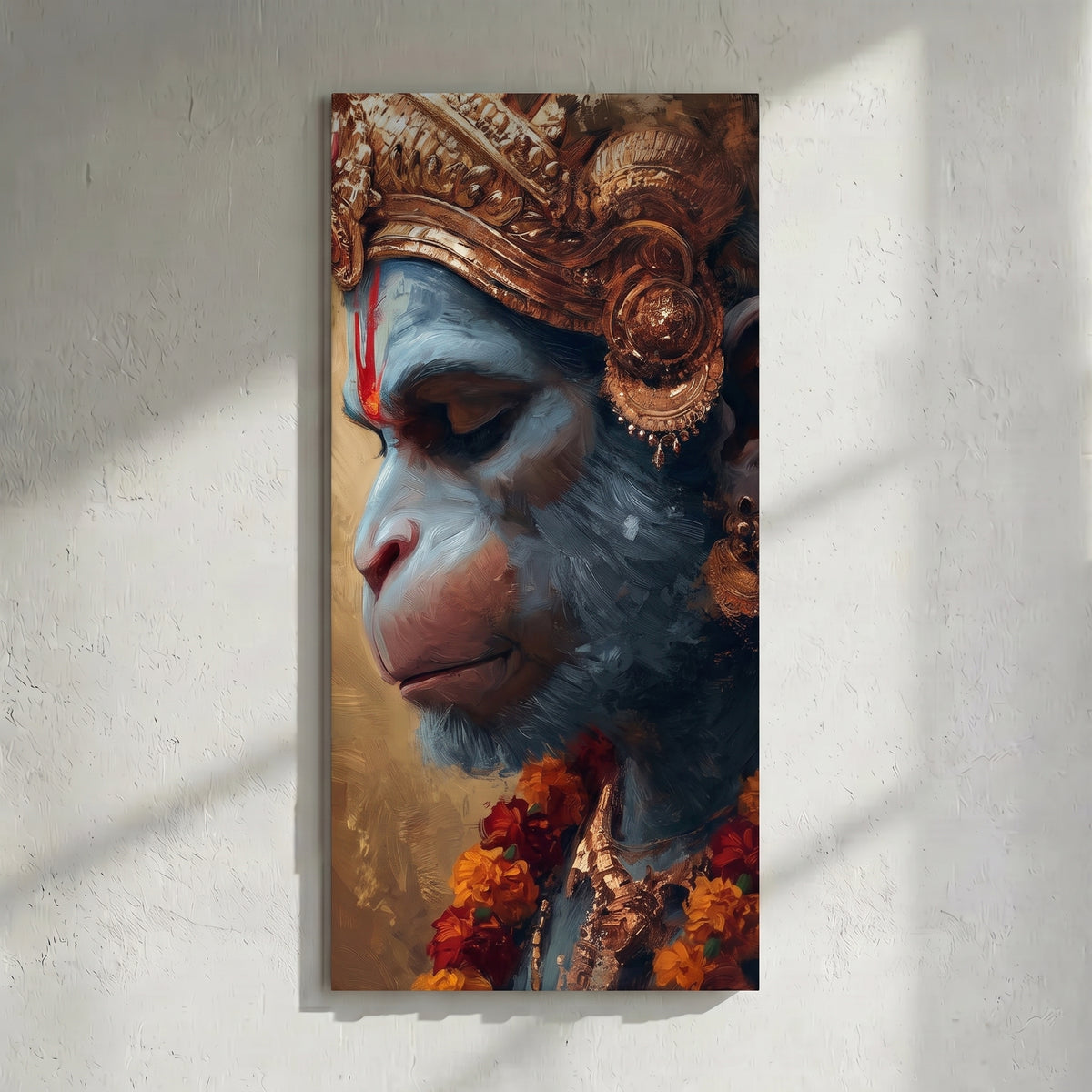 Hanuman Profile Portrait Golden Crown Marigold