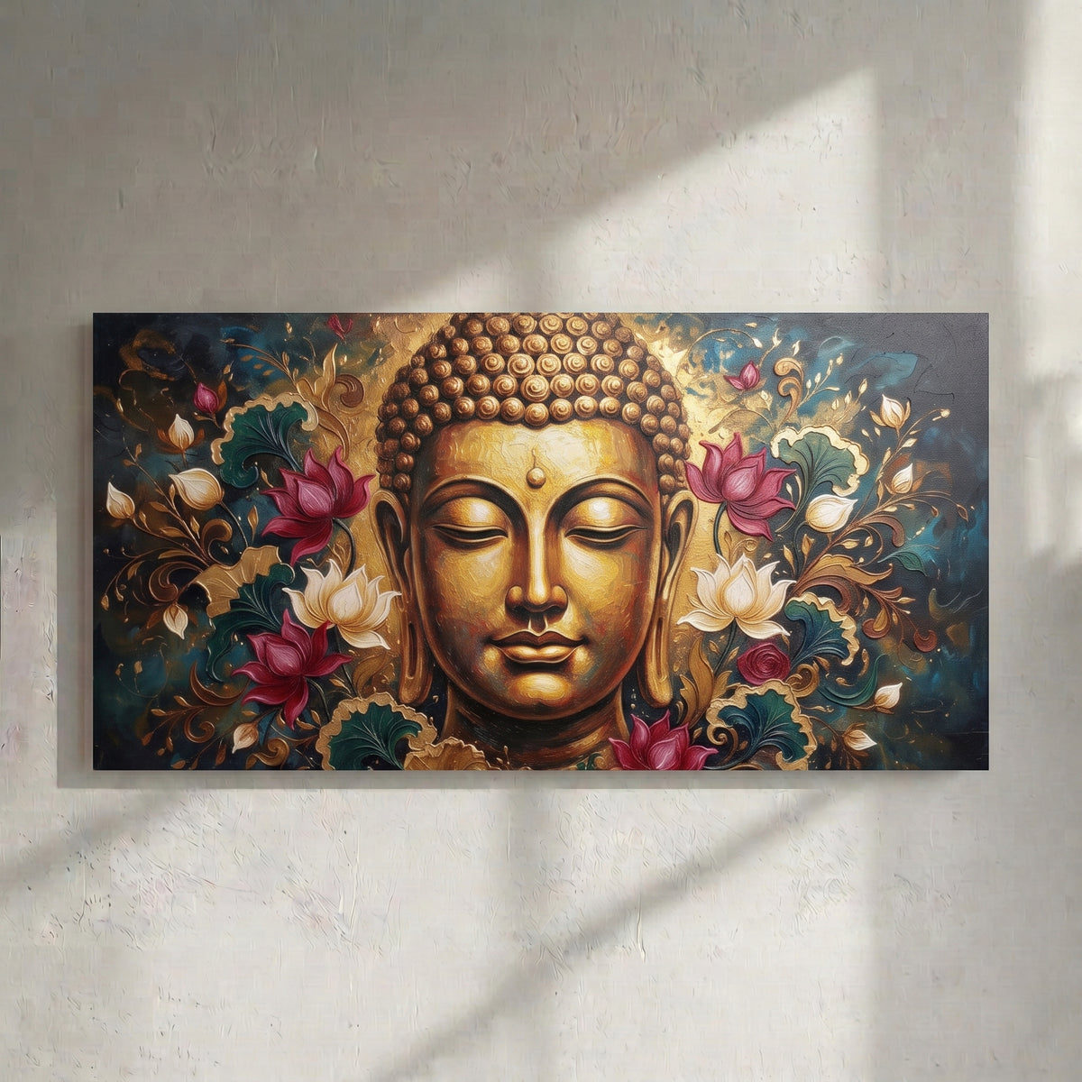 Golden Buddha Lotus Painting