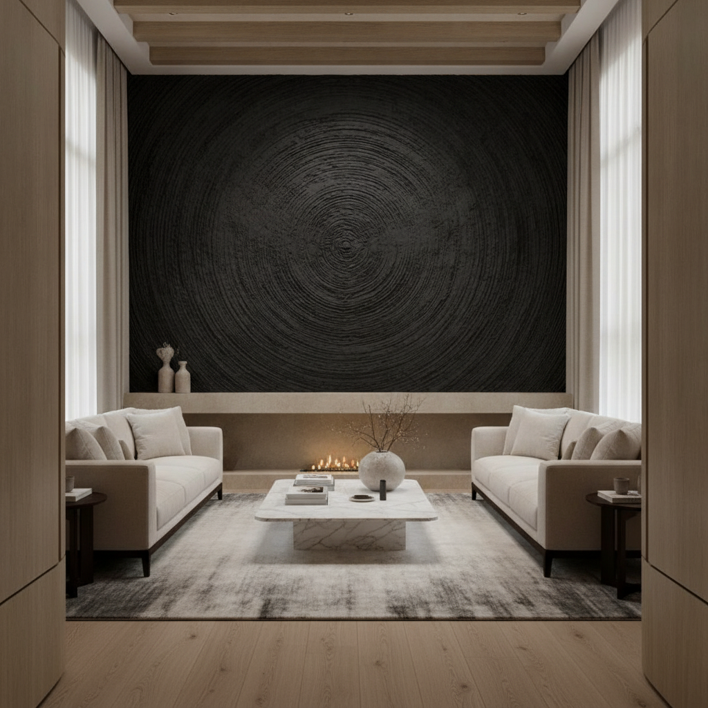 Black Tree Ring 3D Relief Wall Art