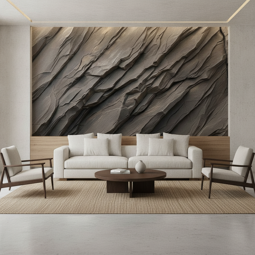 Dark Rock Fissure 3D Relief Wall Art