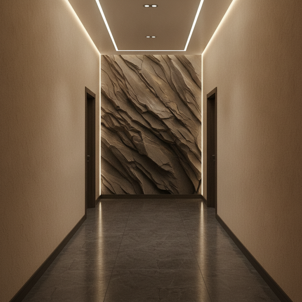 Dark Rock Fissure 3D Relief Wall Art
