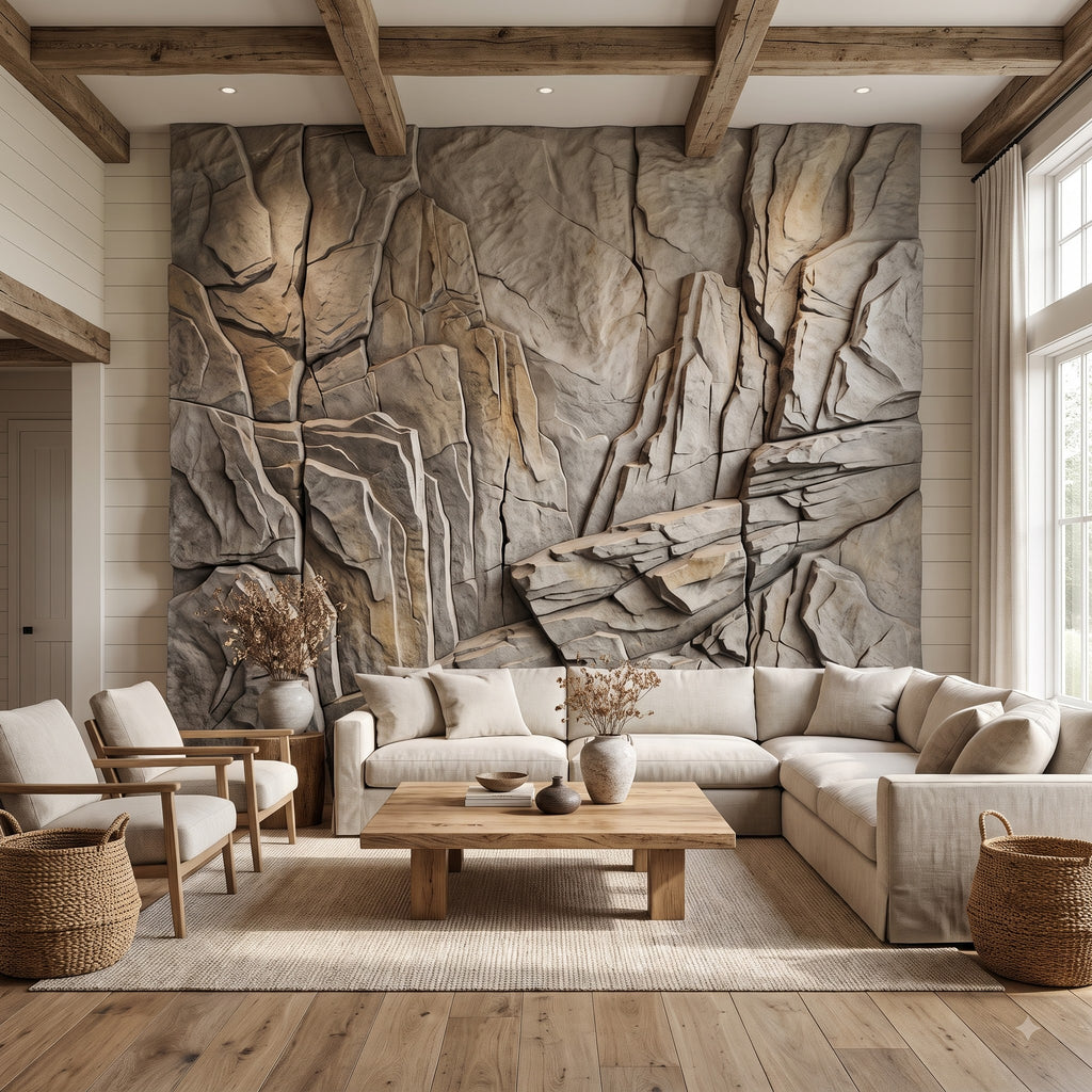 Carved Cliff Rock 3D Relief Wall Art