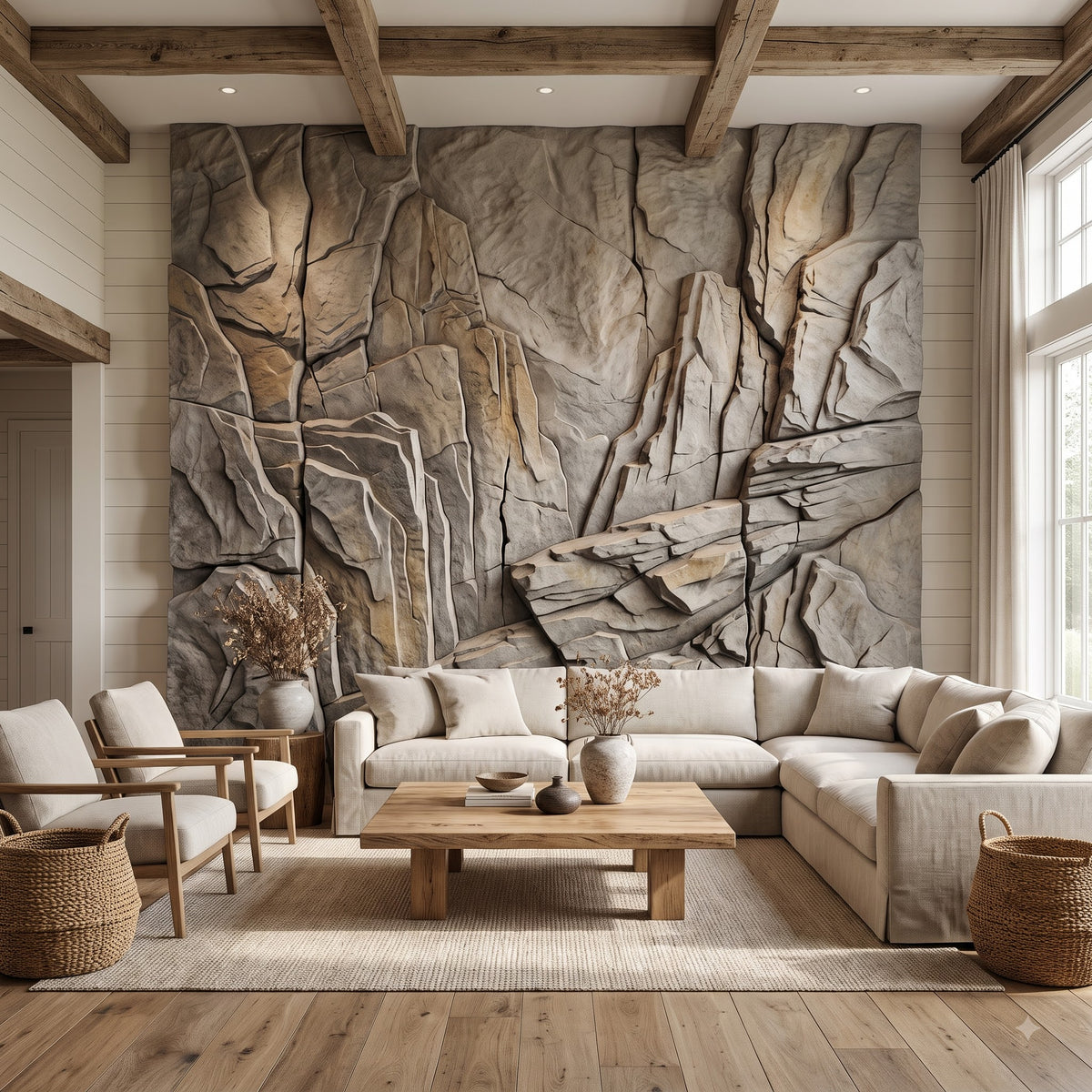 Carved Cliff Rock 3D Relief Wall Art