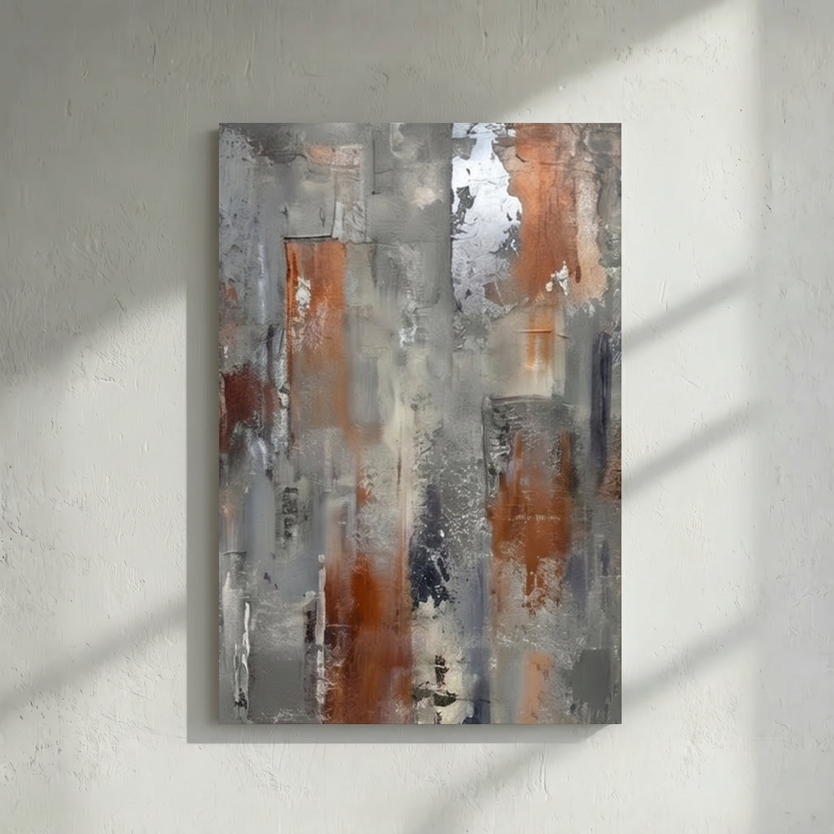 Grey & Rust Orange Abstract Painting