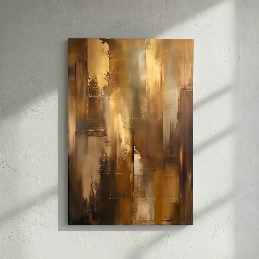 Gold Brown Vertical Abstract  Painting