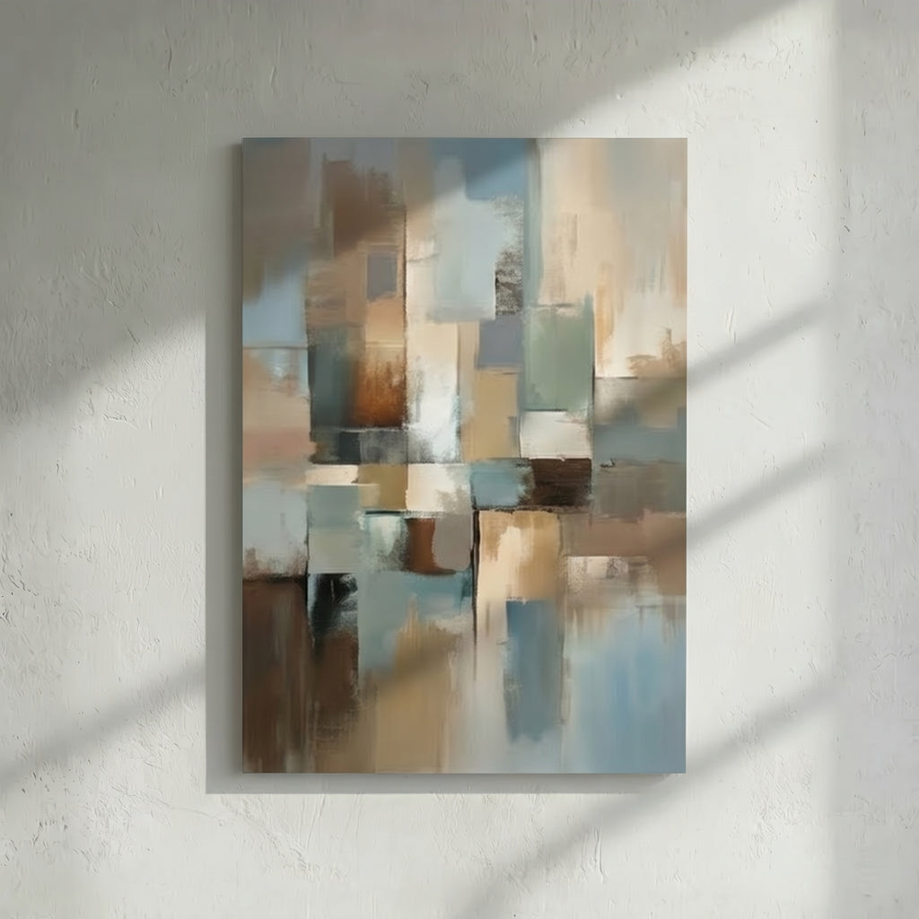 Blue Grey & Beige Abstract Painting