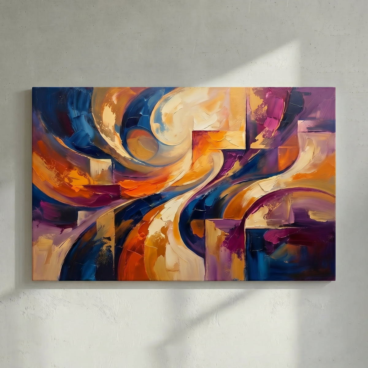 Purple Blue & Gold Swirl Abstract Painting