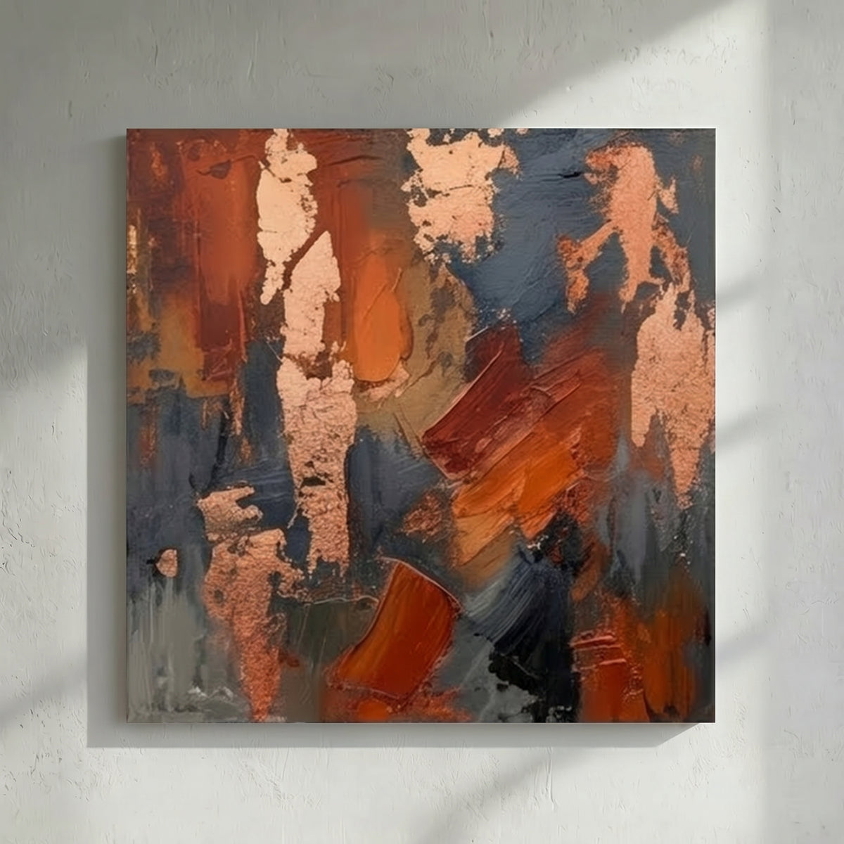 Copper Rose Gold & Grey Abstract Painting