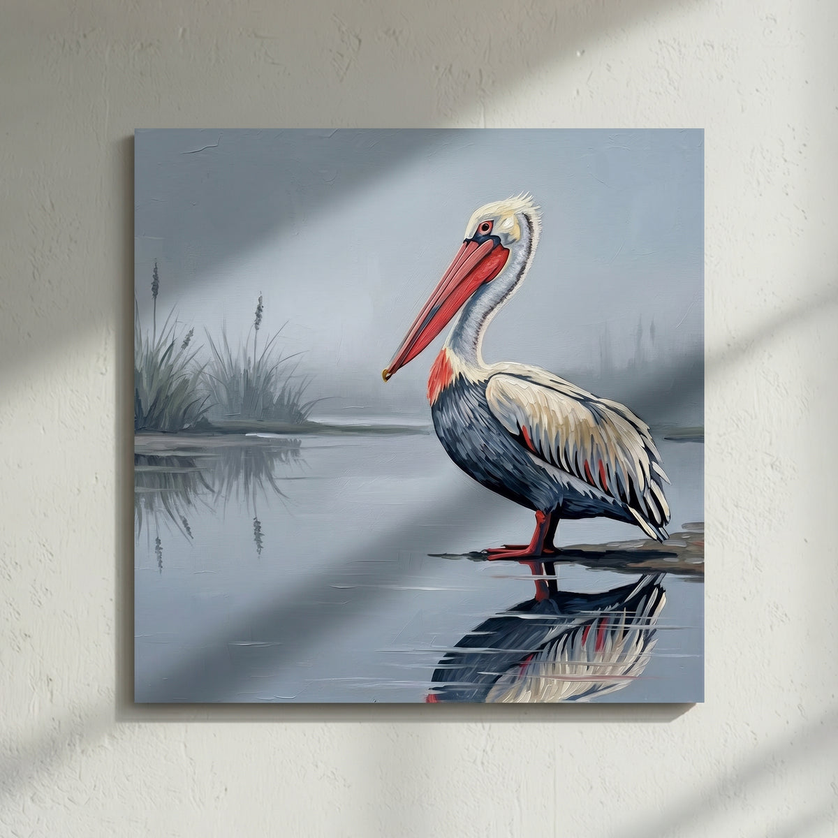 Pelican Misty Lake Painting