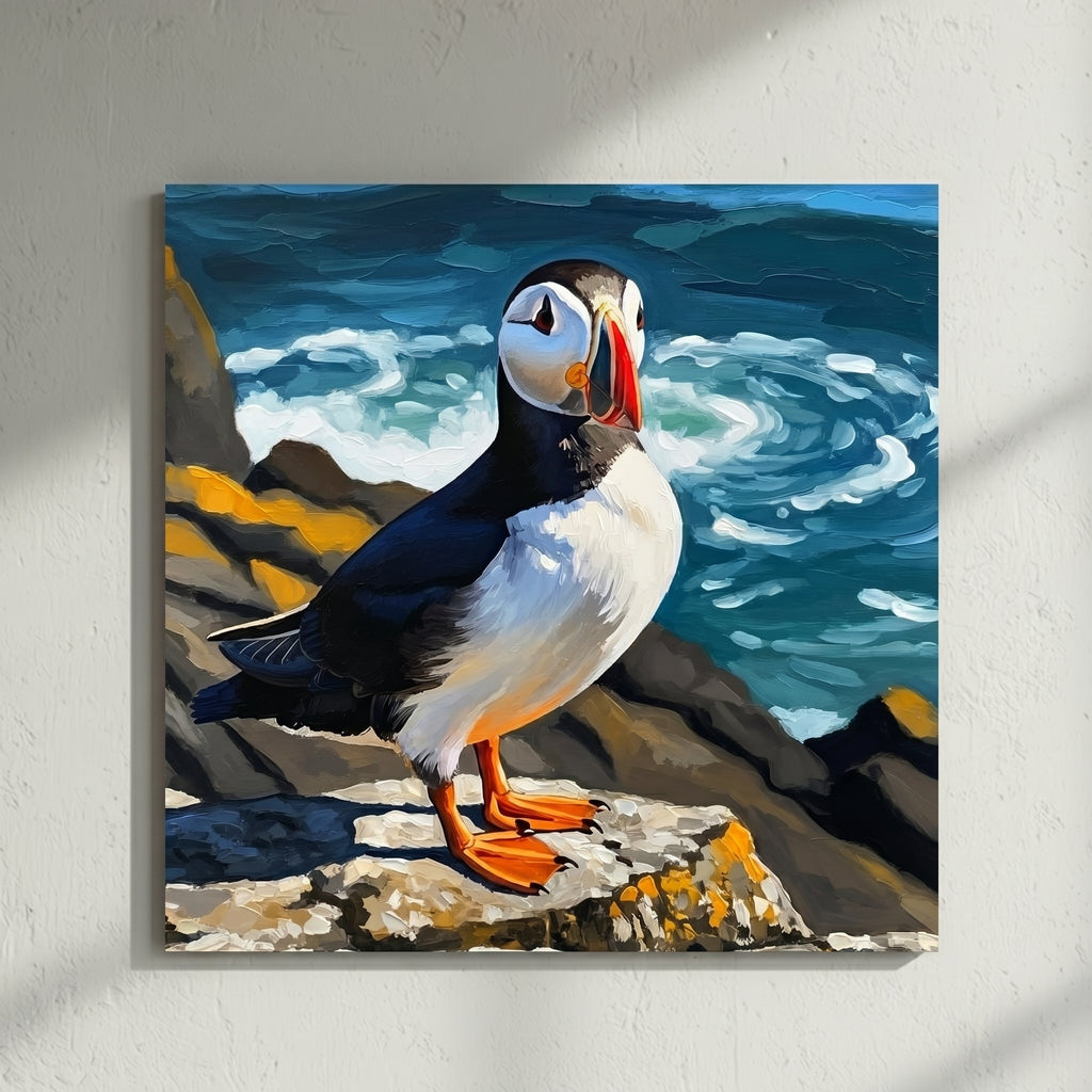 Puffin Ocean Cliff Painting