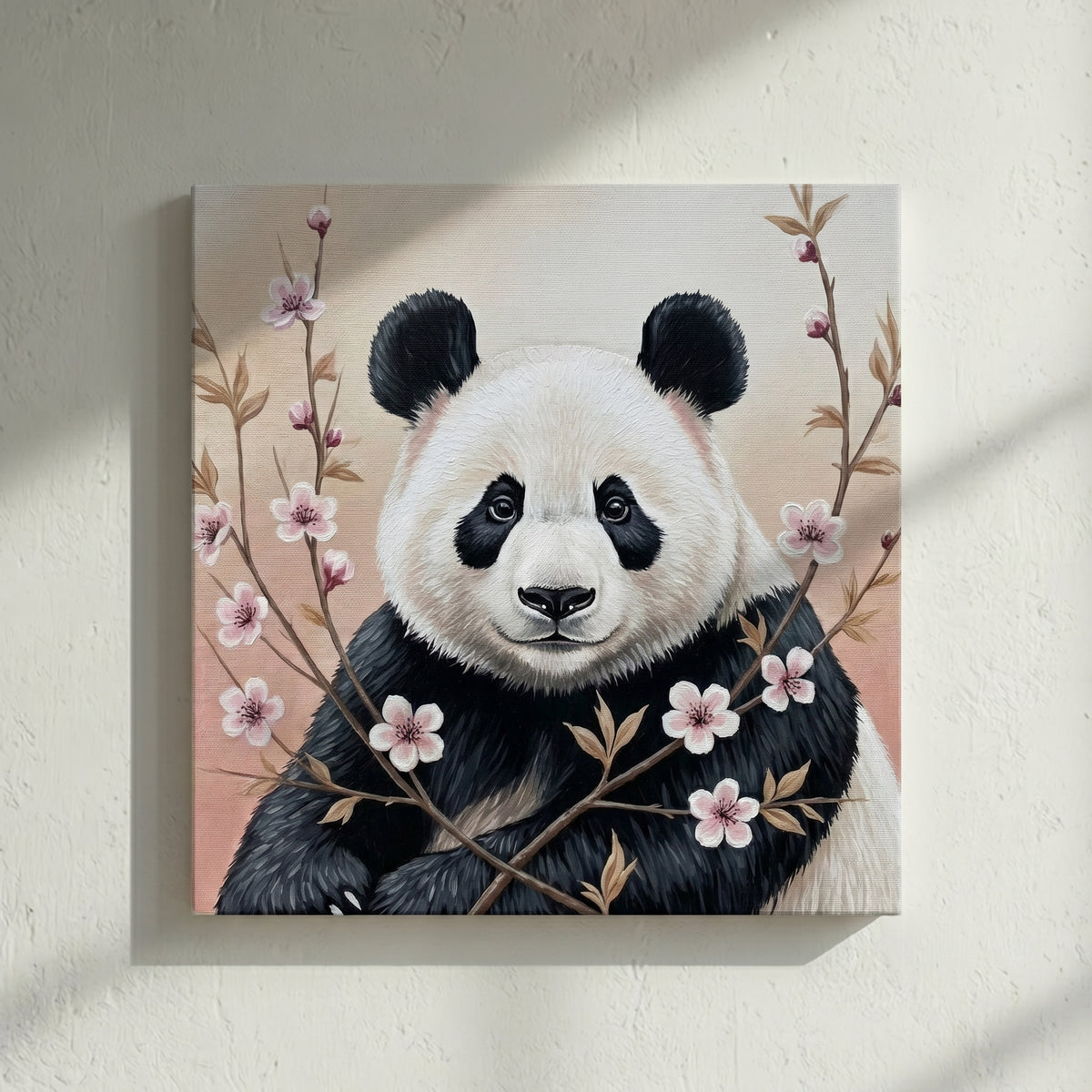 Panda Cherry Blossom Painting