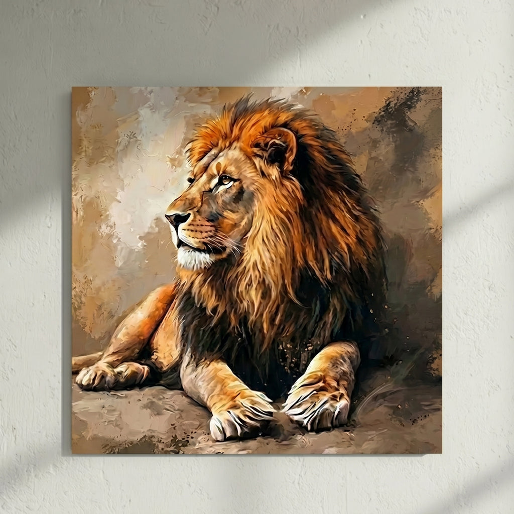 Lion Resting Portrait Painting