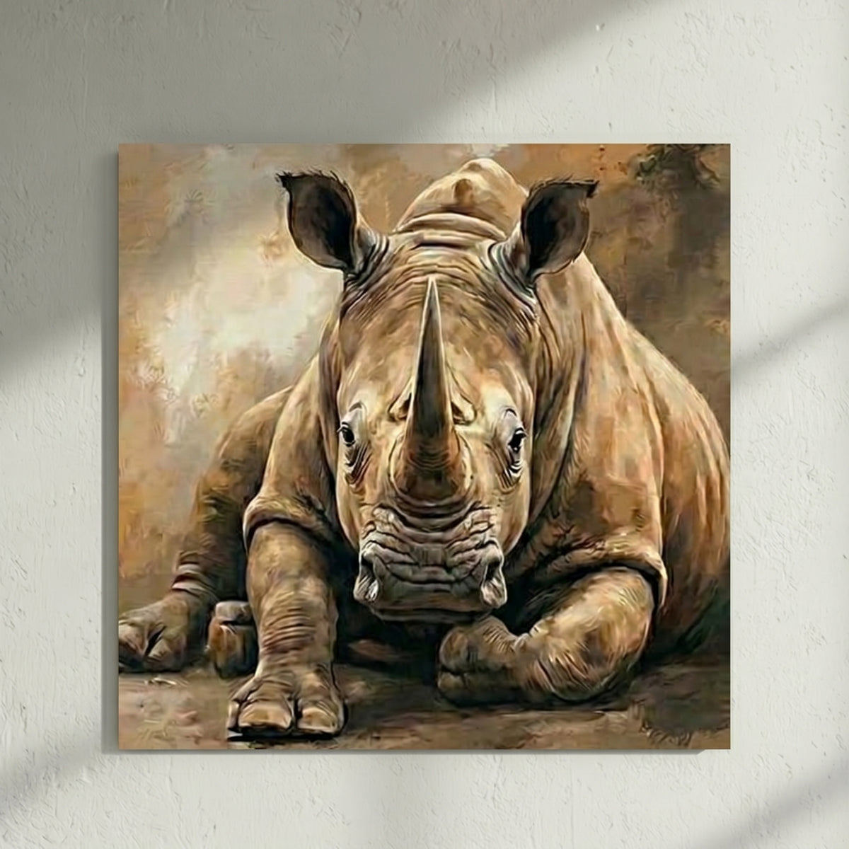 Rhino Resting Portrait Painting
