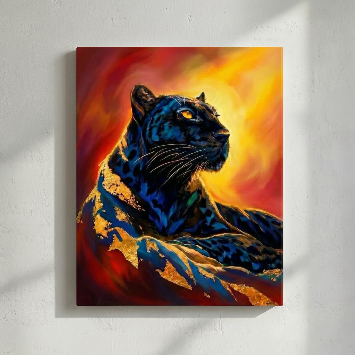 Black Panther Gold Leaf Painting